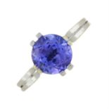 A tanzanite single-stone ring.