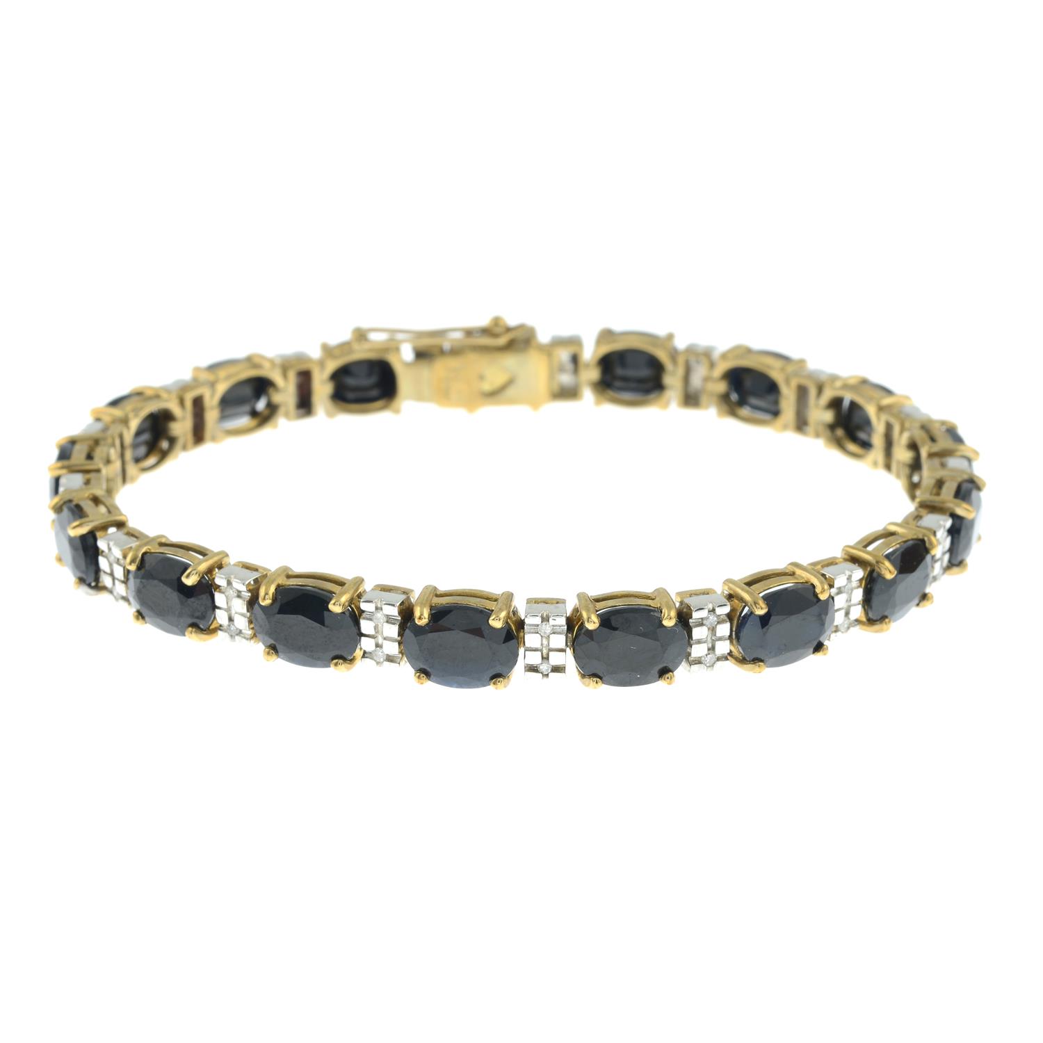 A 9ct gold sapphire and diamond bracelet.