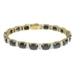 A 9ct gold sapphire and diamond bracelet.