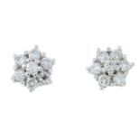 A pair of 18ct gold diamond cluster stud earrings.