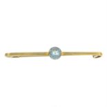 An early 20th century 15ct gold aquamarine bar brooch.