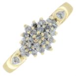 A 9ct gold diamond cluster ring.