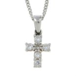 An 18ct gold brilliant diamond cross pendant, with 18ct gold chain.