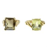 Two 9ct gold gem-stone rings.