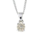 A 9ct gold brilliant-cut diamond single-stone pendant, with 9ct gold chain.