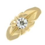 A 9ct gold diamond single-stone ring.