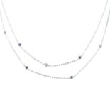 An 18ct gold sapphire and diamond two-row necklace.