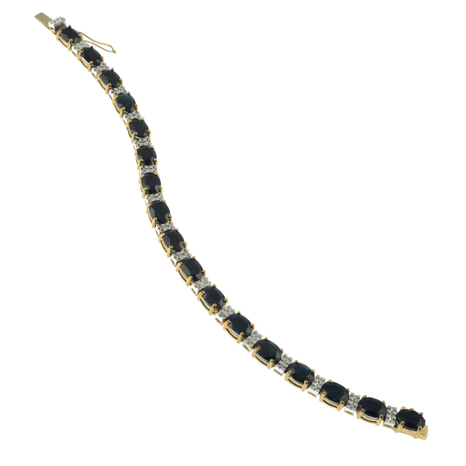 A 9ct gold sapphire and diamond bracelet. - Bild 2 aus 3