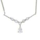 A 9ct gold cubic zirconia pendant necklace.