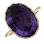 A late 19th century 15ct gold amethyst single-stone ring.