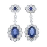 A pair of 18ct gold sapphire and diamond detachable drop earrings.