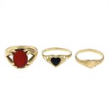 Three 9ct gold rings.