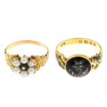 Two late Victorian gold gem-set rings.