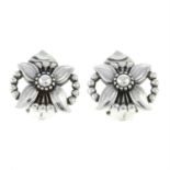 A pair of floral clip earrings, by Georg Jensen.