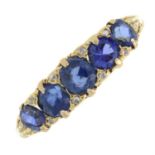 An early 20th century 18ct gold sapphire and diamond dress ring.