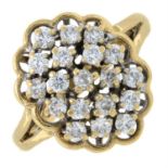 A 9ct gold cubic zirconia cluster ring.