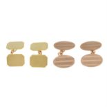 Two pairs of 9ct gold cufflinks.