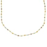 A 9ct gold gem-set necklace.