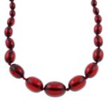 A bakelite single-strand necklace.