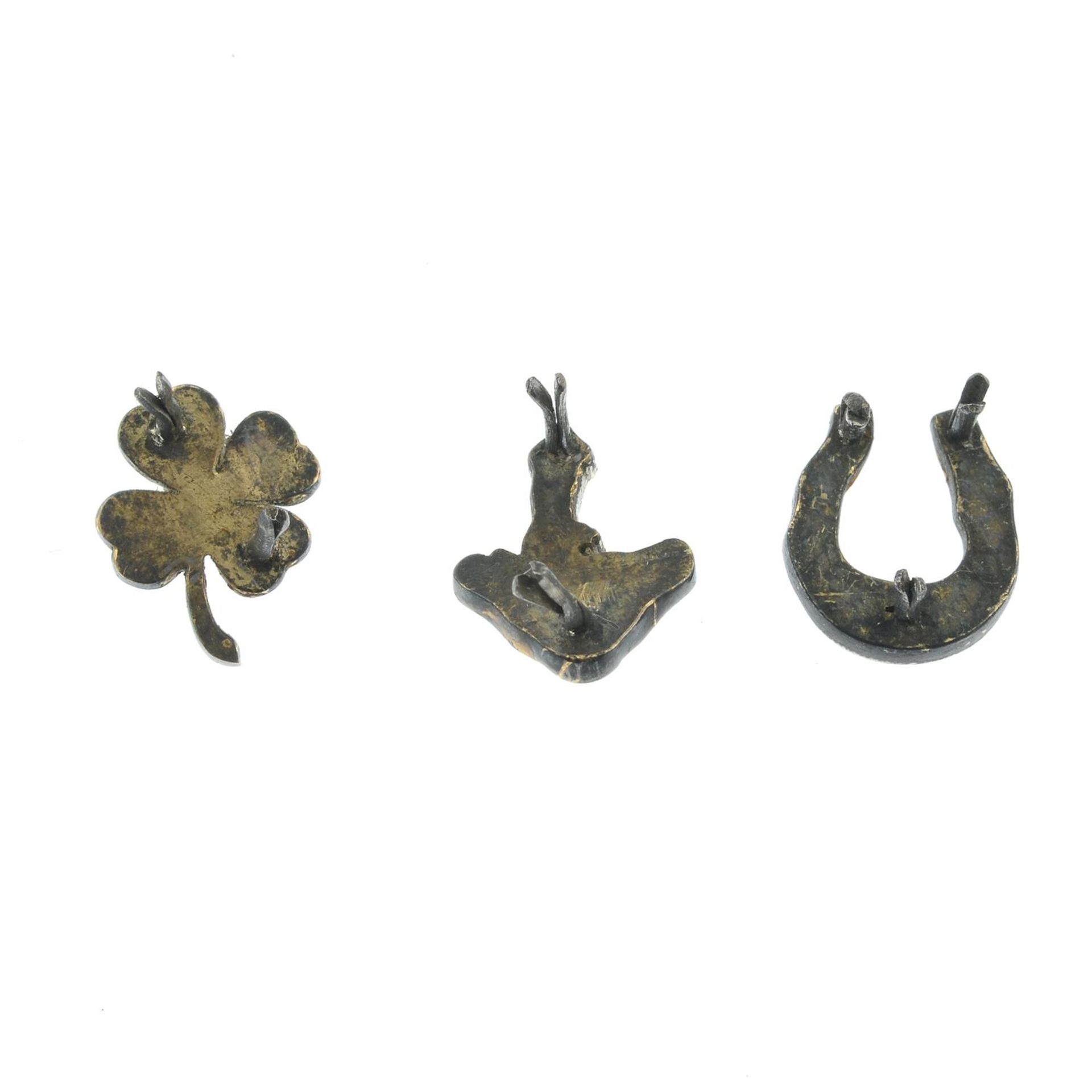 Three late 19th century diamond and foil-backed gem-set 'lucky charm' jewellery components. - Bild 2 aus 2