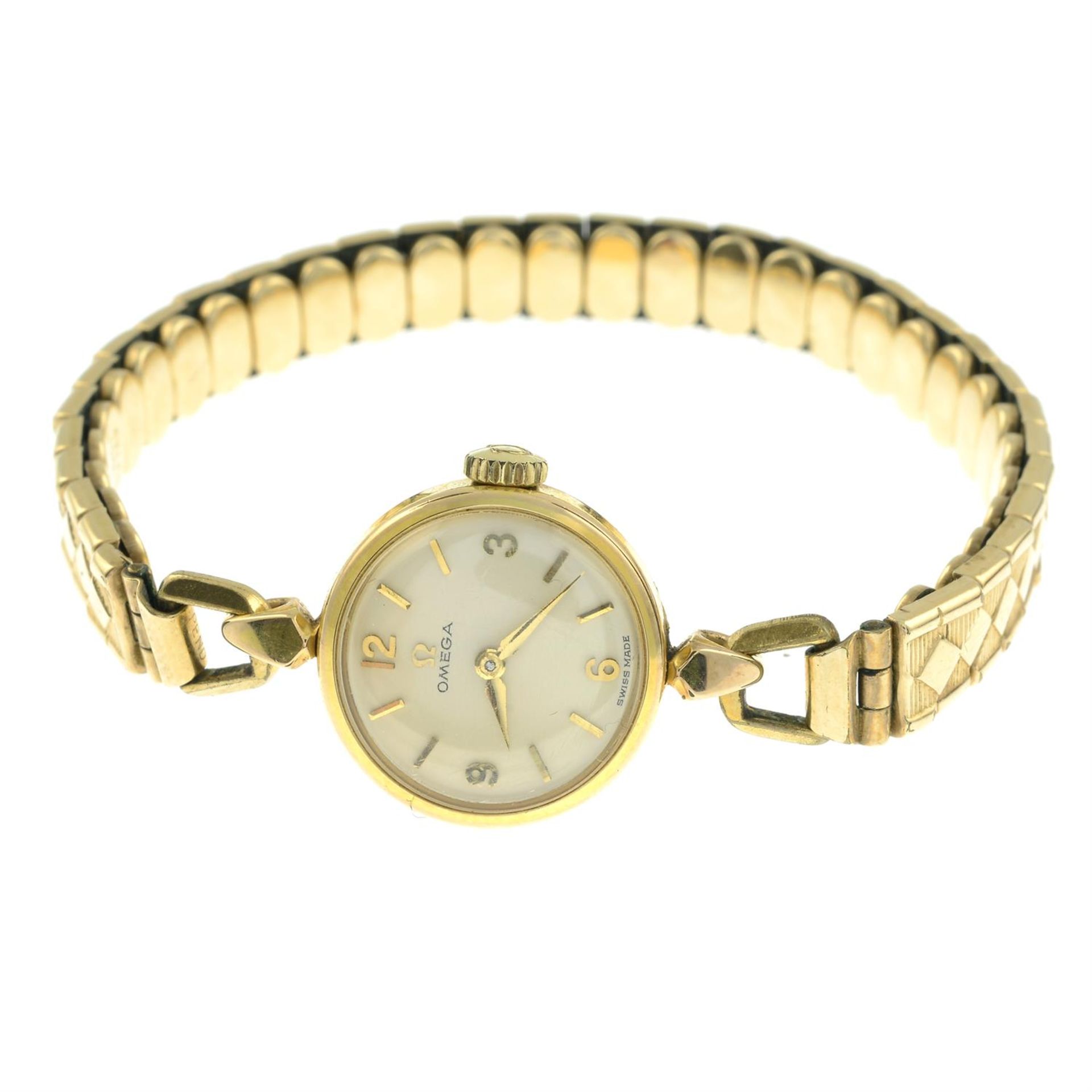 A ladies watch, with expandable strap, by Omega.