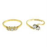 Two 18ct gold diamond rings.