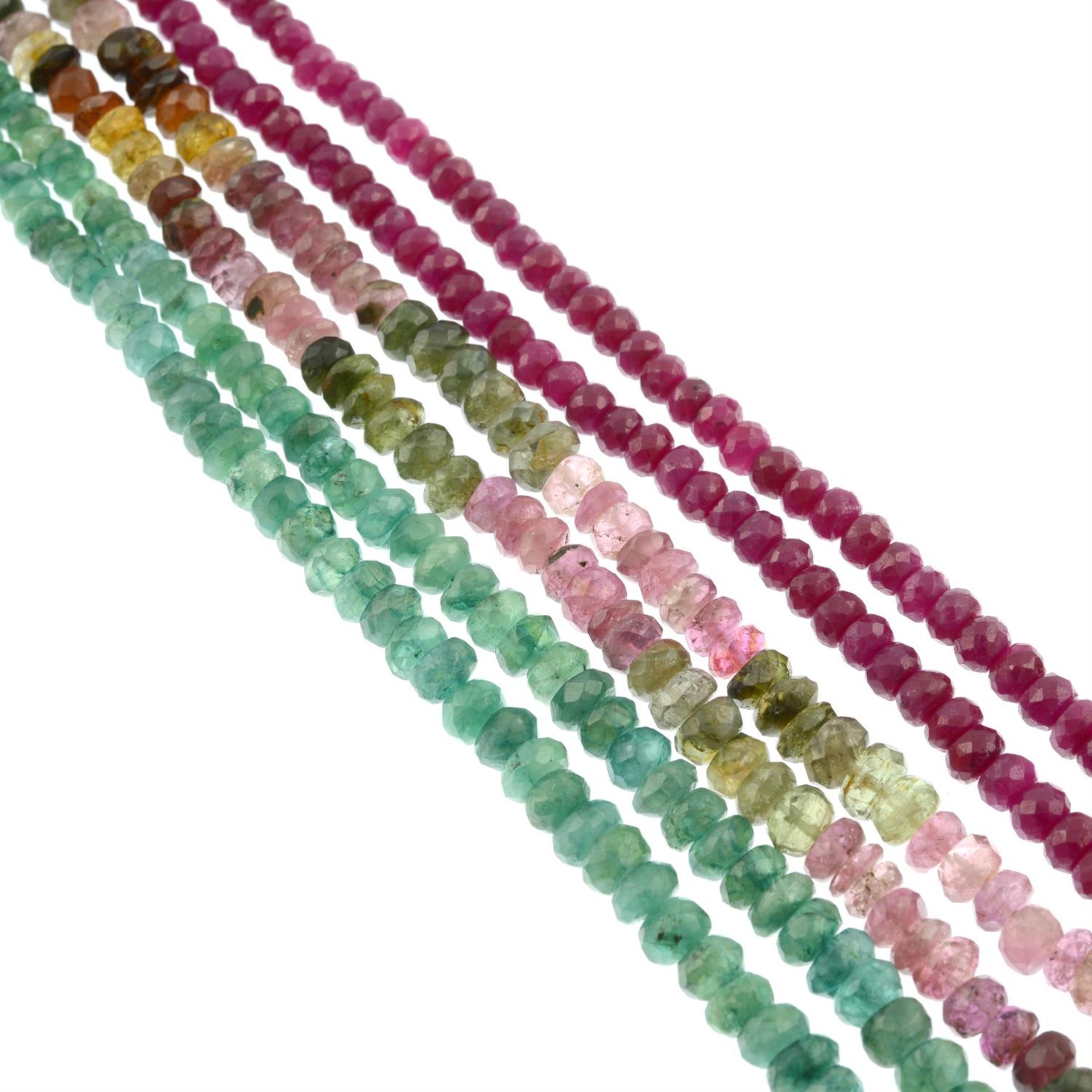 Three gem-set beaded necklaces. - Bild 2 aus 2