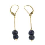 A pair of sapphire faceted bead drop earrings.