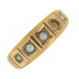A late Victorian 15ct gold split pearl five-stone ring.