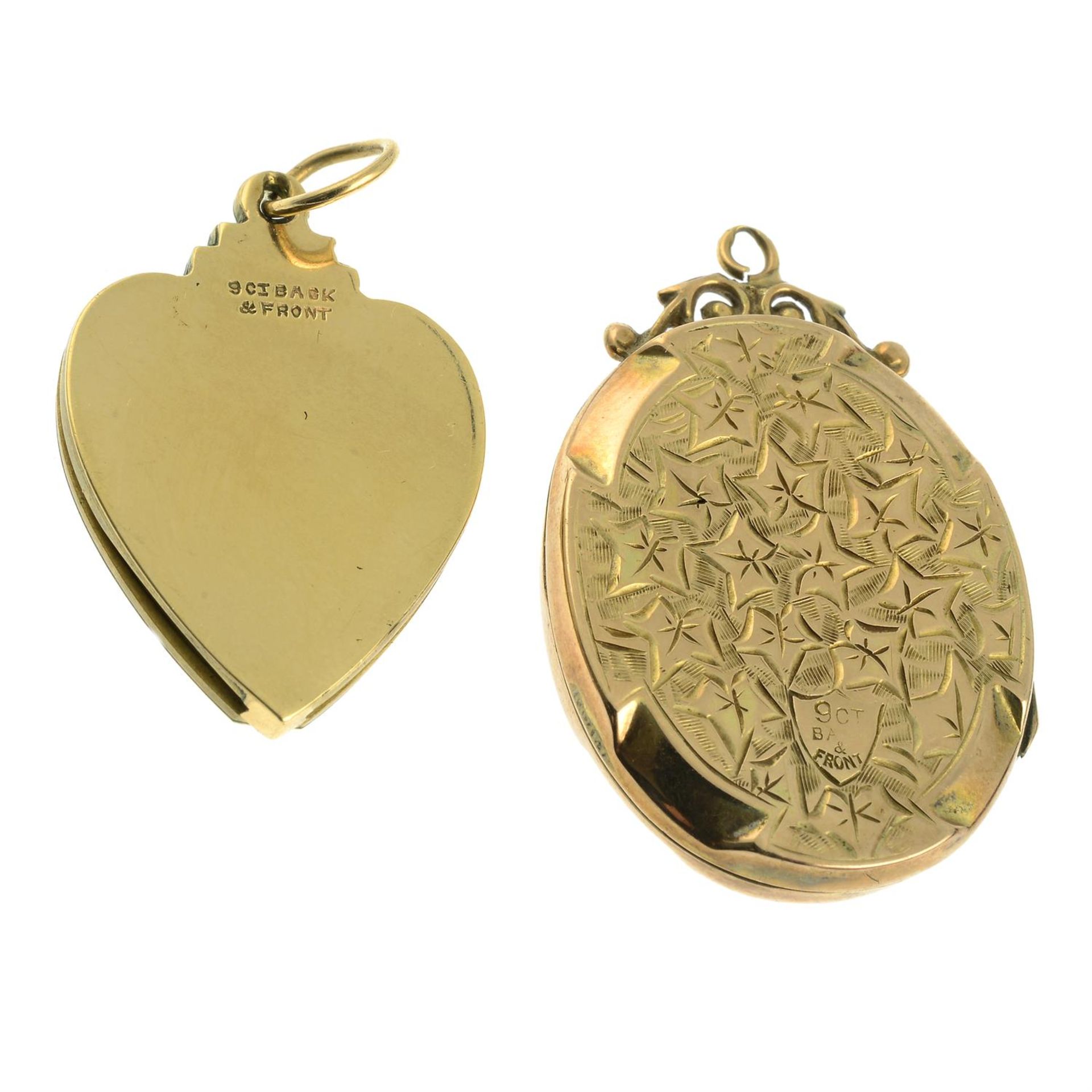 Two early 20rth century 9ct gold back and front locket pendants. - Bild 2 aus 2