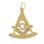 A mid 20th century 9ct gold Masonic pendant.