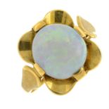 An 18ct gold opal cabochon ring.