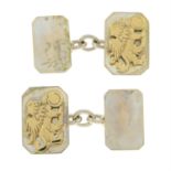 A pair of sterling silver & gold plated griffin hexagonal cufflinks, by Asprey.