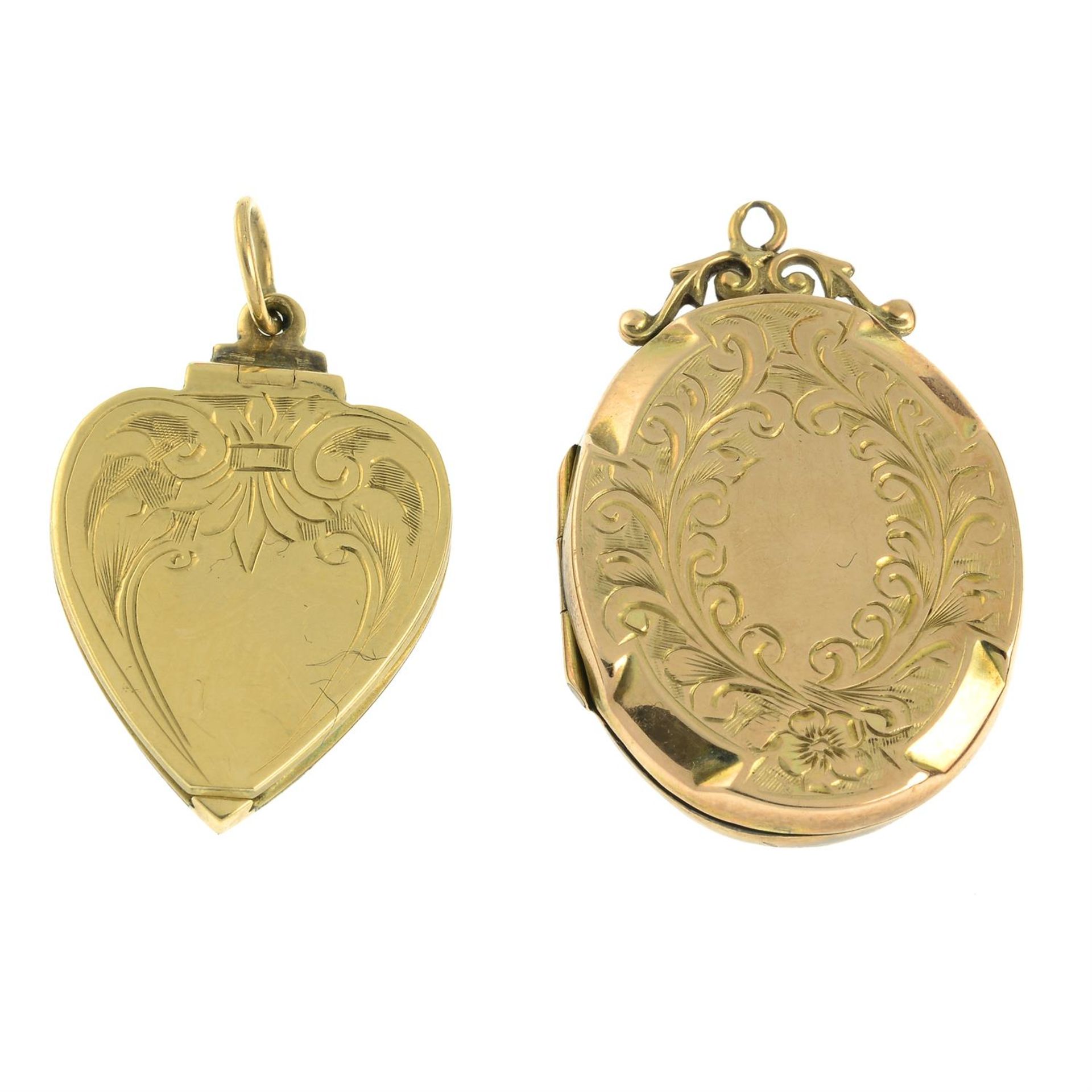 Two early 20rth century 9ct gold back and front locket pendants.