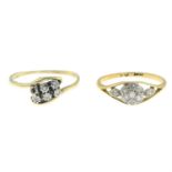 Two 18ct gold diamond rings.