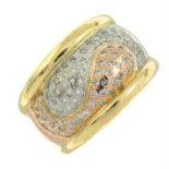14ct gold tri-tone AMORO diamond cluster dress ring (10.1g