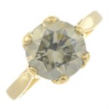 A 14ct gold brilliant-cut diamond single-stone ring.