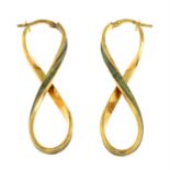 A pair of 9ct gold twisted earrings.