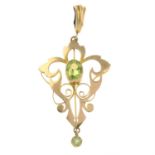 An early 20th century 9ct gold peridot pendant.