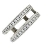 A brilliant-cut diamond openwork two-row ring.