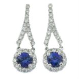 A pair of 18ct gold sapphire and brilliant-cut diamond earrings.