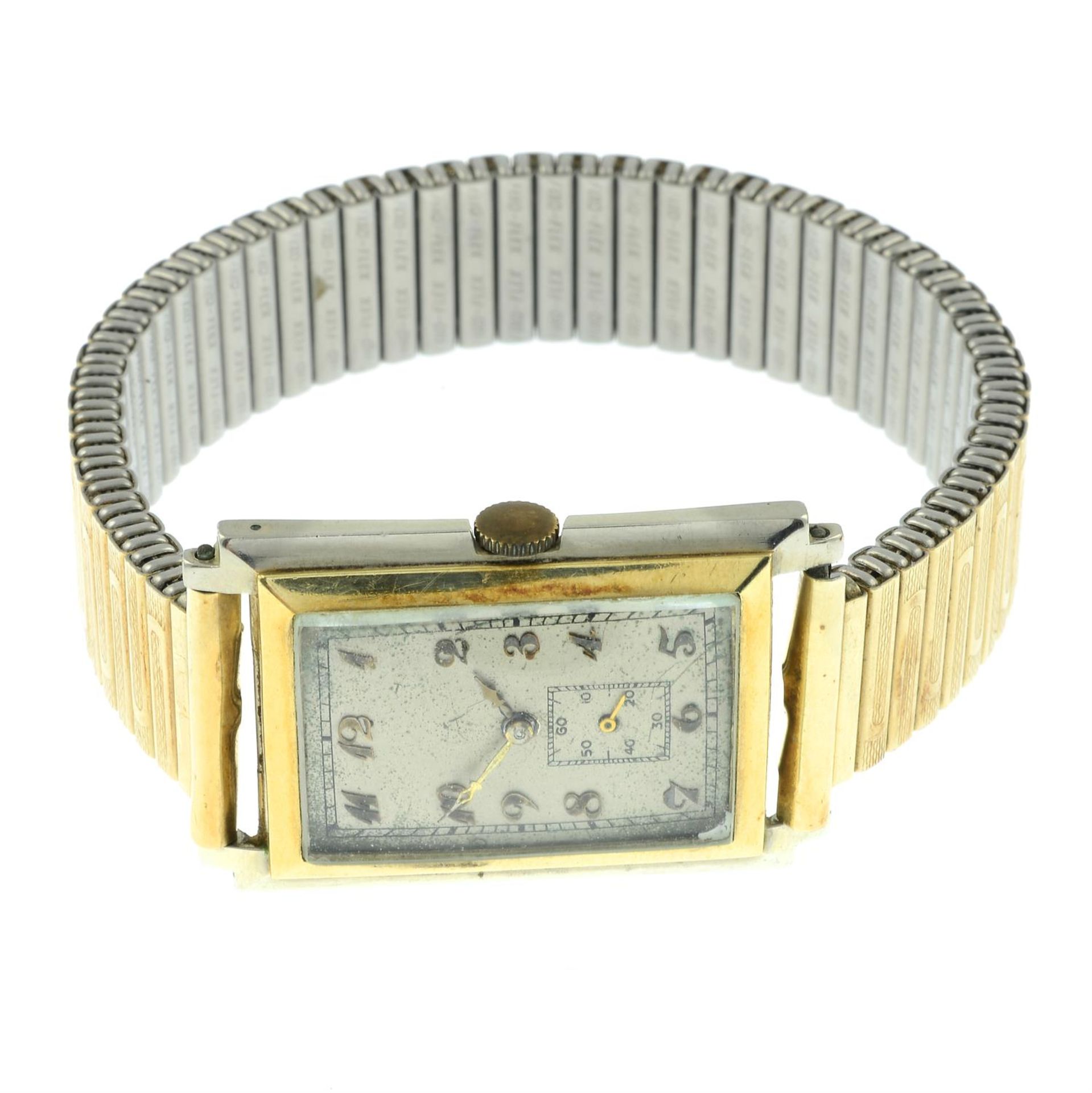 A rectangular gents expandable wrist watch.