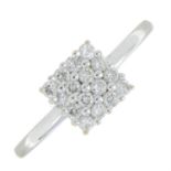 An 18ct gold brilliant-cut diamond square-shape cluster ring.