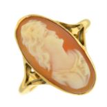 A shell cameo ring.