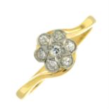 An early 20th century gold old-cut diamond cluster ring..