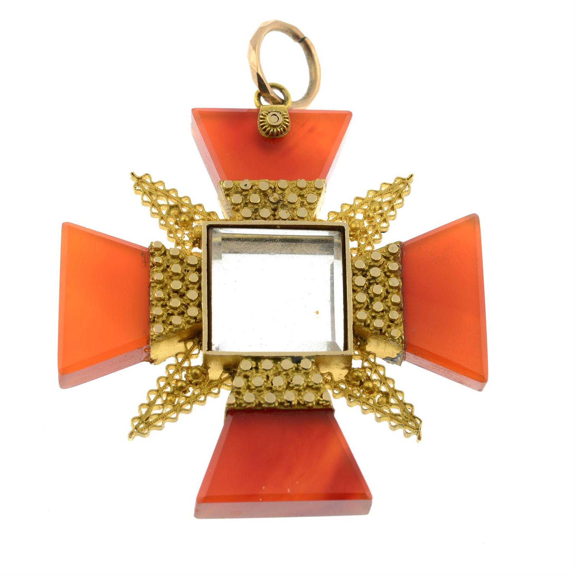 A Georgian gold carnelian Maltese cross pendant. - Image 2 of 2