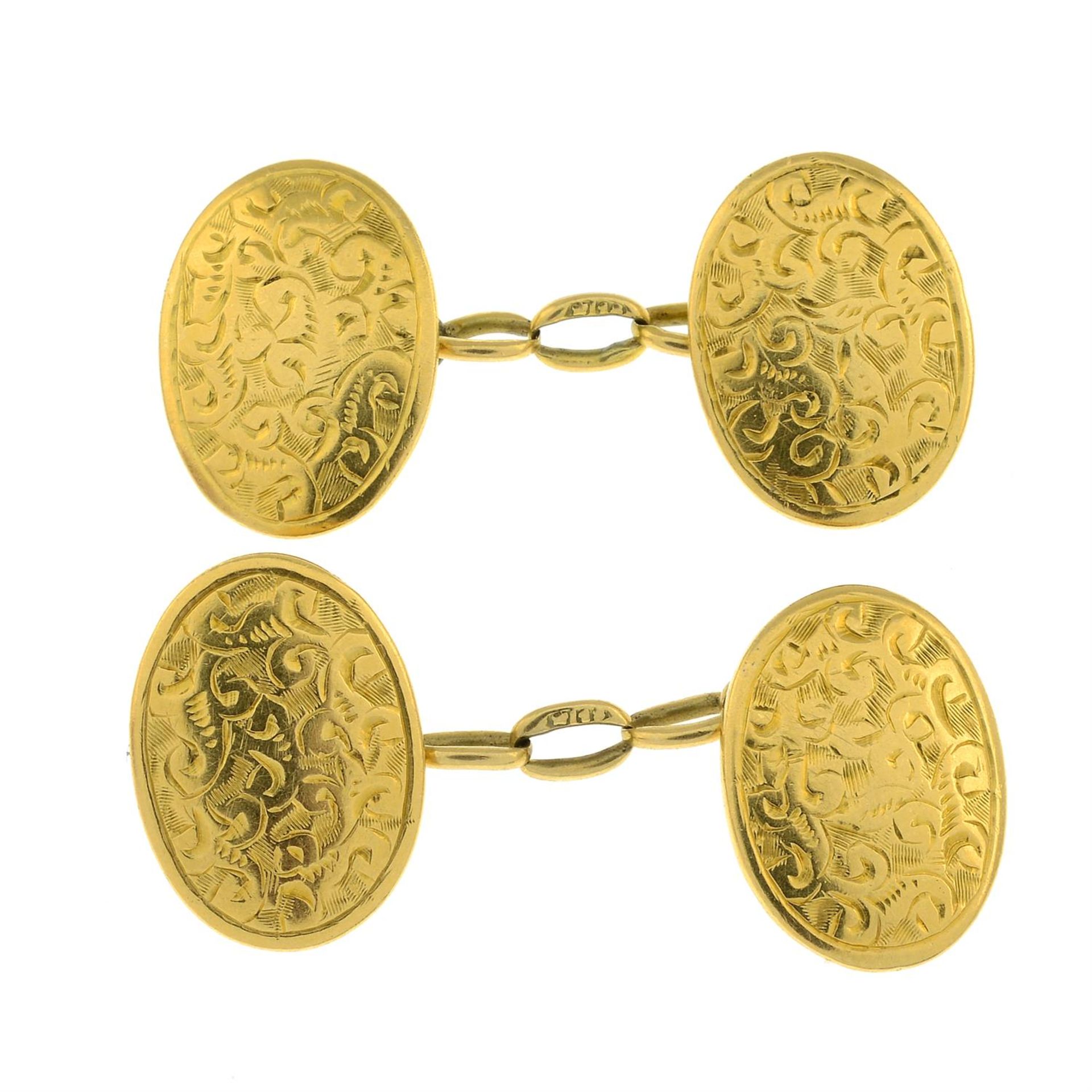 A pair of early 20th century 18ct gold cufflinks.