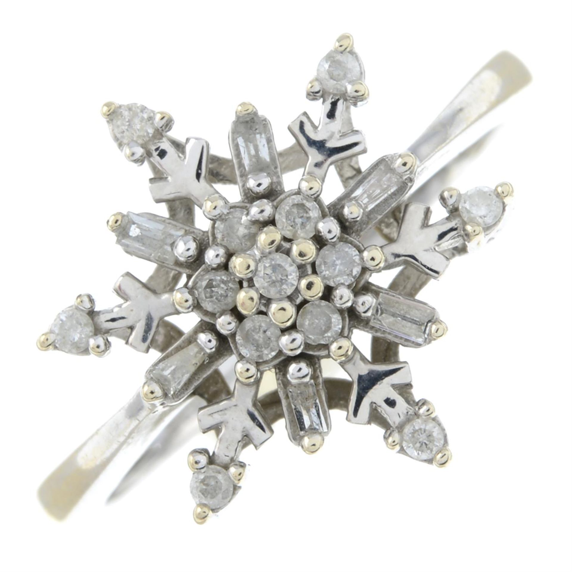 A 14ct gold diamond snowflake ring.