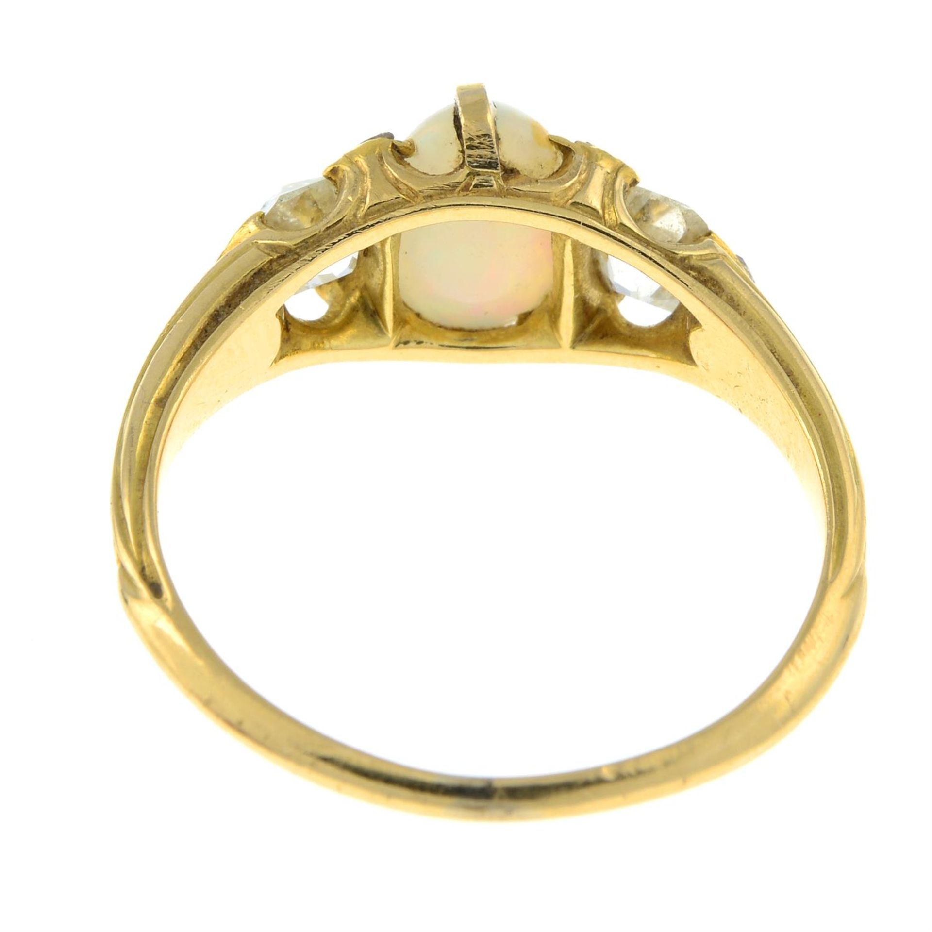 An opal and old-cut diamond three-stone ring. - Image 3 of 3