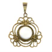 An Art Nouveau 9ct gold moonstone openwork pendant, by Liberty & Co.